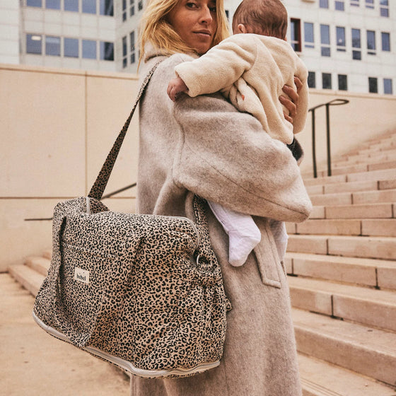 sac à langer 24/48h léopard effet lin Léo Beige Bebel