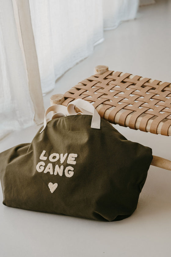 Sac cabas XL Love Gang kaki Zakuw.