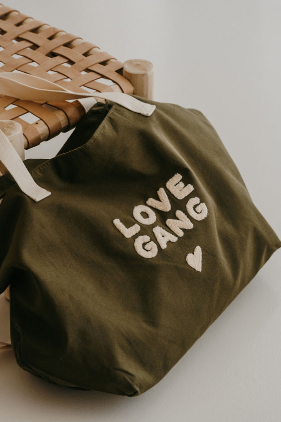 Sac cabas XL Love Gang kaki Zakuw.