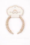 Serre-tête fille beige à pois en tissu froncé Mrs Ertha
