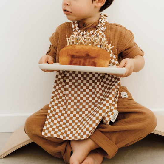 Serviette de cantine en gaze de coton motif damier - Atelier Wagram