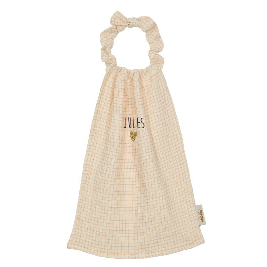 Serviette de cantine en gaze petits carreaux Atelier Wagram personnalisable.