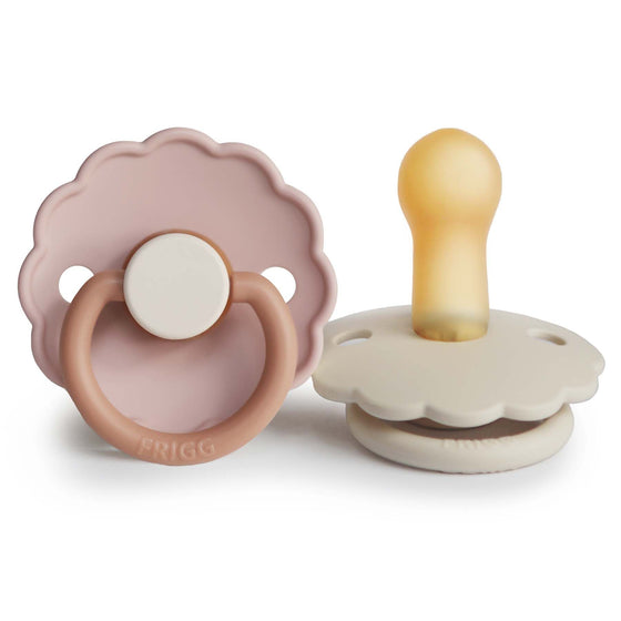 Set de 2 tétines en caoutchouc naturel, Daisy Bloom, Biscuit Cream Frigg.