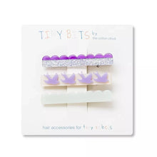  Set de 3 barrettes enfant The Cotton Cloud motifs oiseaux et vagues violettes