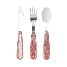  Set de 3 couverts pailletés blush Konges Slojd - couteau, fourchette et cuillère enfant