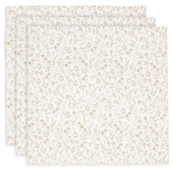 Lot de 3 langes en gaze de coton 70x70 cm Jollein motif fleuri Bloomy – doux et respirants pour bébé
