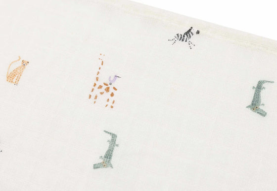 Lot de 3 langes en gaze de coton 70x70 cm Jollein motif Jungle Jambo – doux et respirants pour bébé