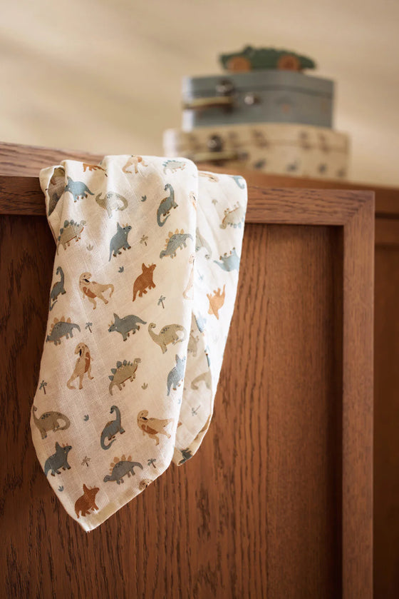 Lot de 3 langes en gaze de coton 70x70 cm Jollein motif Roarsome dinosaures – doux et pratiques pour bébé