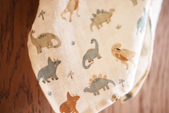 Lot de 3 langes en gaze de coton 70x70 cm Jollein motif Roarsome dinosaures – doux et pratiques pour bébé
