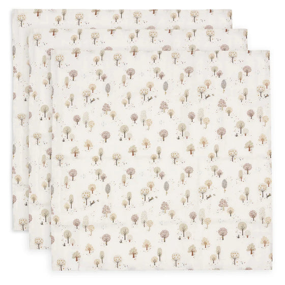 Lot de 3 langes en gaze de coton 70x70 cm Jollein motif Tiny Park – doux et pratiques pour bébé
