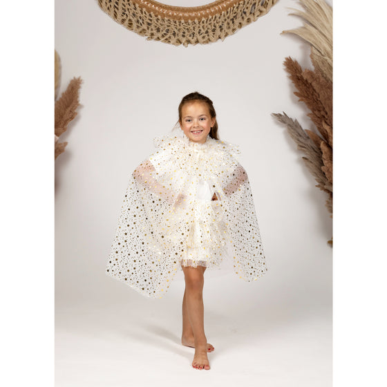 Set déguisement Loane ivoire enfant Labay – cape et tutu étoilés pour princesse ou fée