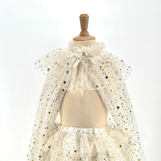 Set déguisement Loane ivoire enfant Labay – cape et tutu étoilés pour princesse ou fée