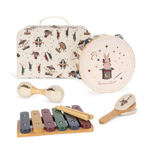  Set d’instruments de musique Circus Konges Slojd avec valisette, tambourin, xylophone, maracas et castagnettes
