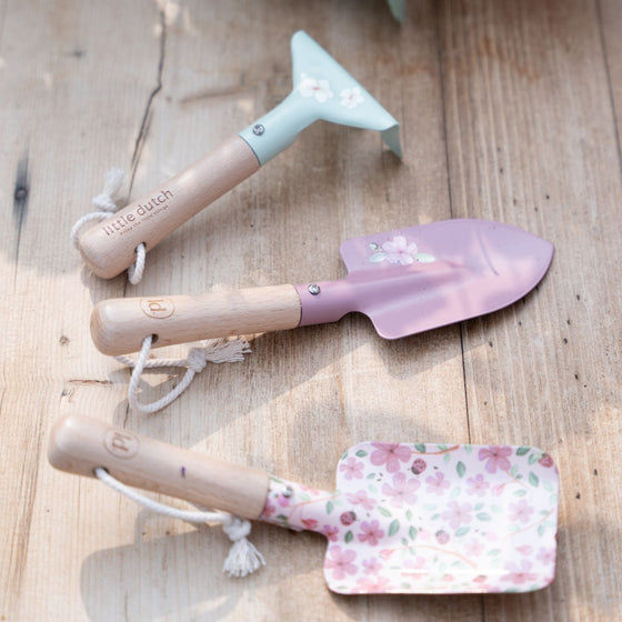 Set de 3 outils de jardinage pour enfant Little Dutch – pelle, bêche et râteau à fleurs