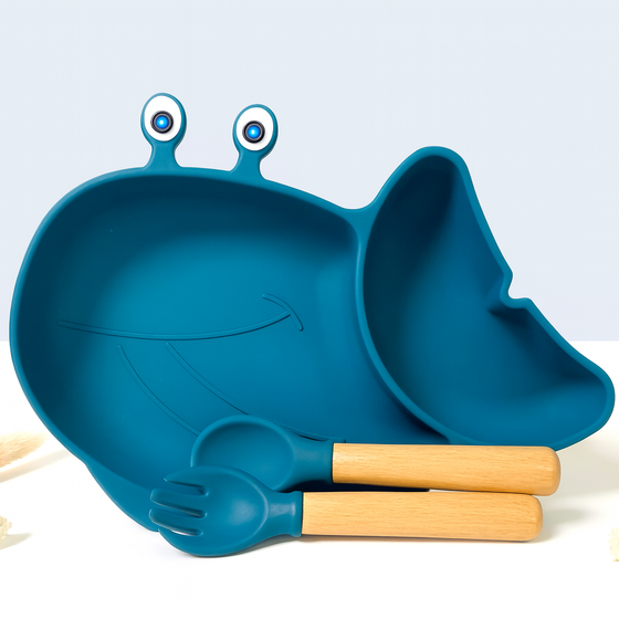 set repas silicone baleine bleu marine les petits citrons