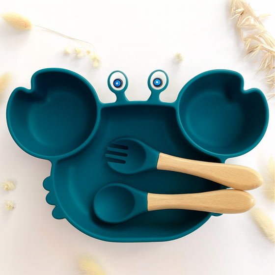 set repas silicone crabe bleu marine les petits citrons