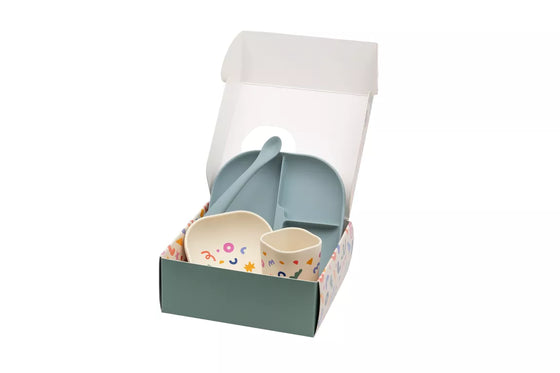 Set repas bébé Tiny Bits Madarine The Cotton Cloud avec assiette, bol, gobelet et cuillère