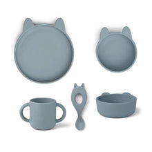  set de vaisselle en silicone vivi rabbit sea blue, Liewood. 