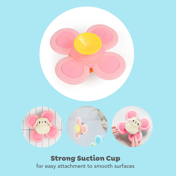 Jouet sensoriel bébé Spinner Bunny Tiger Tribe – ventouse d’éveil lapin rose