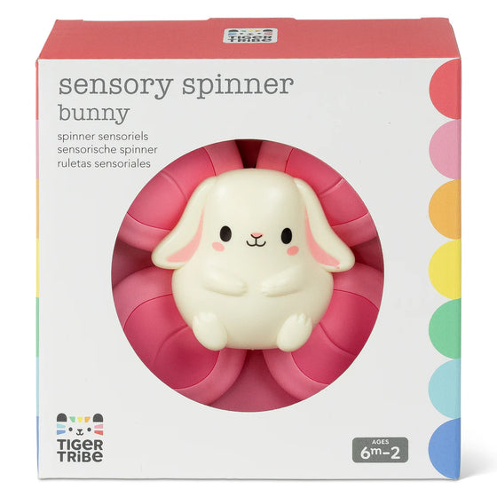 Jouet sensoriel bébé Spinner Bunny Tiger Tribe – ventouse d’éveil lapin rose