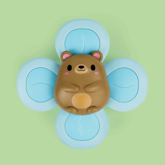 Jouet sensoriel bébé Spinner Ours Tiger Tribe – ventouse d’éveil ourson bleu