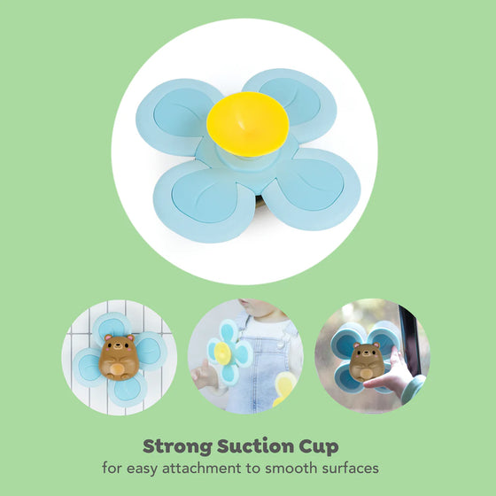Jouet sensoriel bébé Spinner Ours Tiger Tribe – ventouse d’éveil ourson bleu