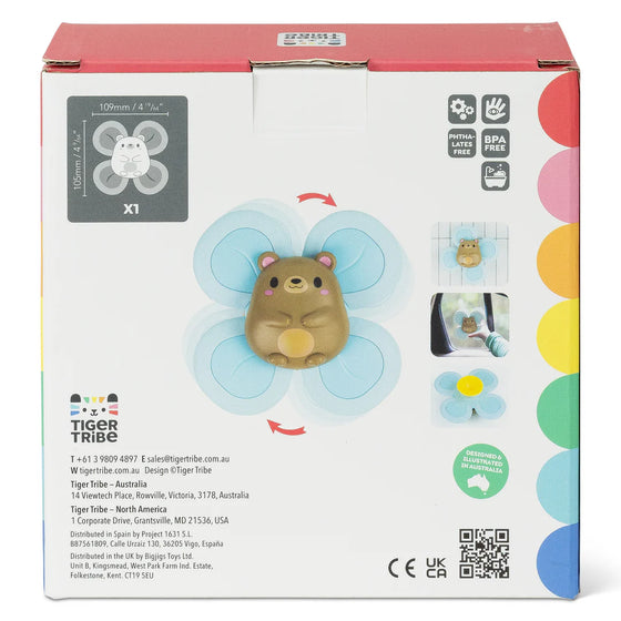 Jouet sensoriel bébé Spinner Ours Tiger Tribe – ventouse d’éveil ourson bleu