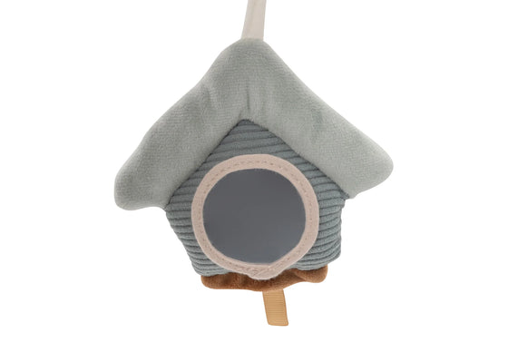 Spirale d’activités bébé Jollein Lovely Birds – jouet sensoriel en tissu pour poussette avec oiseau, fleur et miroir