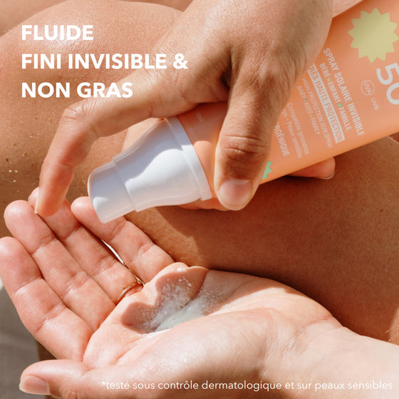 Spray solaire Monjour SPF50+ pour bébé, enfant et famille – ingrédients naturels apaisants