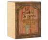 Studio de danse Maileg avec petite sœur et petit frère souris, miroir et barre de danse