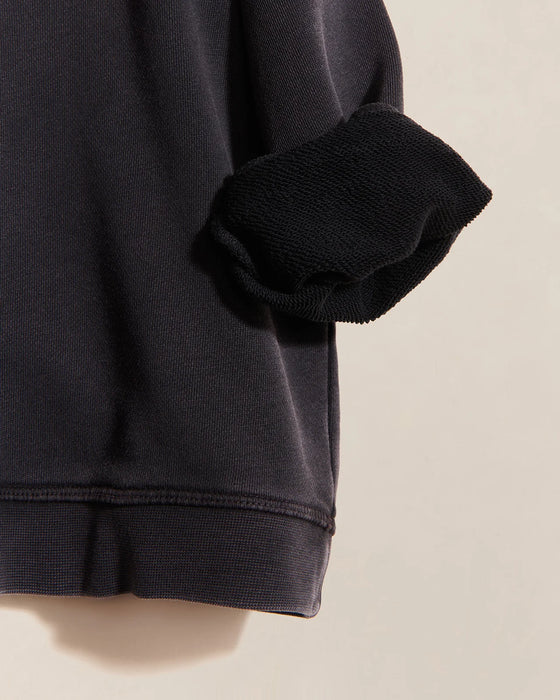Sweat Baby Love en coton bio garment dye noir pour bébé et enfant - Émoi Émoi.