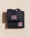 Sweat Baby Love en coton bio garment dye noir pour bébé et enfant - Émoi Émoi.