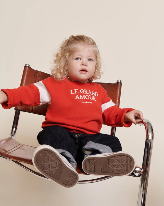 Sweat pour enfant "Le Grand Amour" rouge Emoi Emoi.