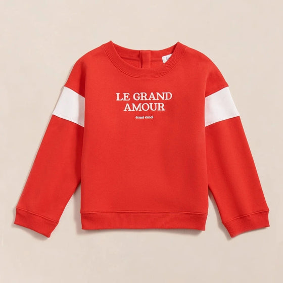 Sweat pour enfant "Le Grand Amour" rouge Emoi Emoi.