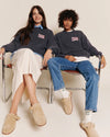 Sweat Mama Love femme en coton bio garment dye gris délavé - Émoi Émoi.