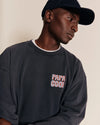 Sweat Papa Cool homme en coton bio garment dye gris délavé - Émoi Émoi.