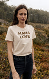 T-shirt femme écru MAMA LOVE avec inscription léopard – idée cadeau mode pour maman stylée