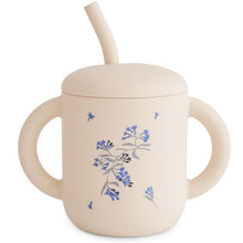  Tasse à paille Mushie Lilac Flowers en silicone avec poignées pour bébé