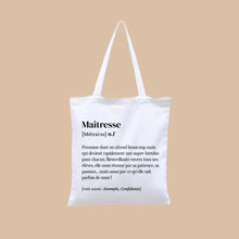  Tote bag définition Maîtresse - cadeau fin d’année scolaire maîtresse