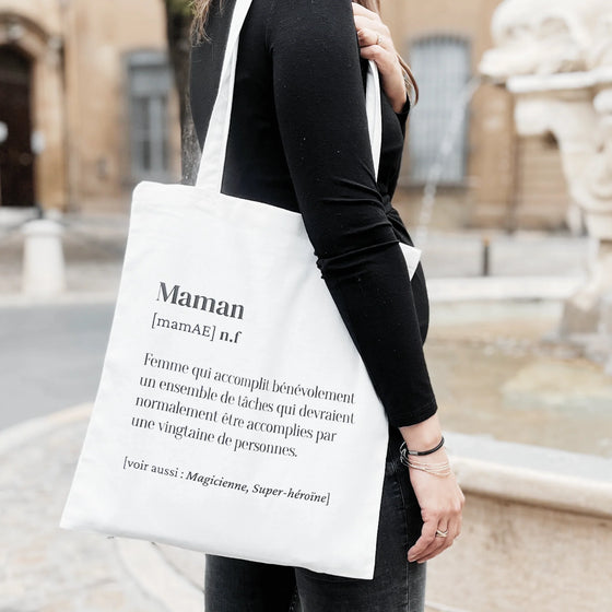 Tote bag définition Maman - idée cadeau fête des mères humoristique et touchant