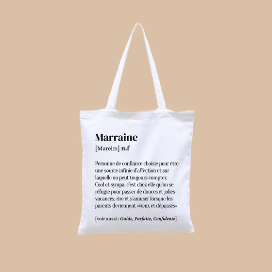 Tote bag définition Marraine - idée cadeau marraine drôle et tendre