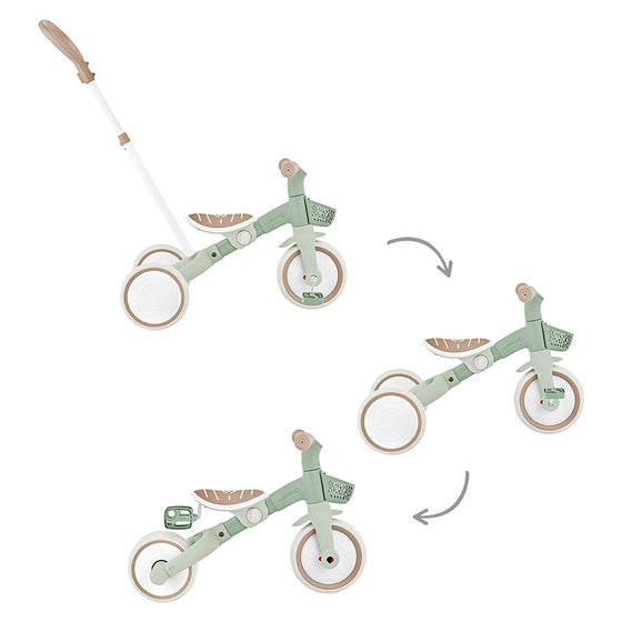 Tricycle évolutif 3-en-1 Globber vert sauge – Pousseur, tricycle et draisienne pour bébé dès 15 mois