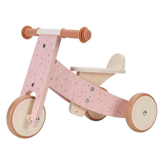 Tricycle en bois à fleurs rose, Little Dutch.