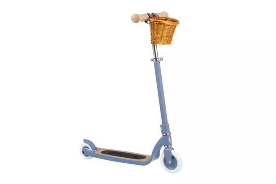 Trottinette 2 roues Banwood bleu - trottinette enfant design avec panier en osier