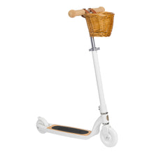  Trottinette enfant 2 roues blanche Banwood avec panier en osier – design rétro et robuste
