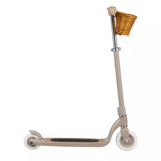 Trottinette 2 roues Banwood beige - trottinette enfant design avec panier en osier
