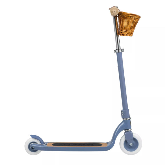 Trottinette 2 roues Banwood bleu - trottinette enfant design avec panier en osier