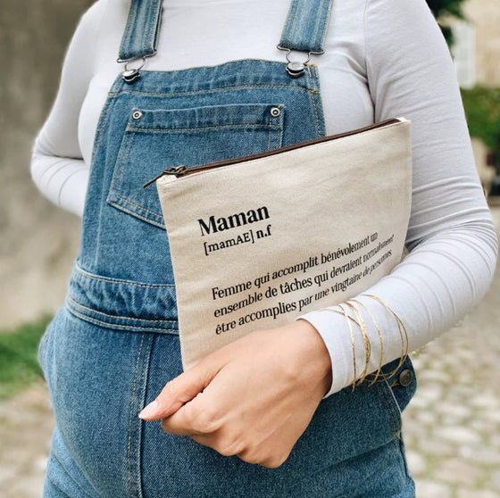 Trousse en coton avec impression humoristique "Définition Maman" – Family Impact Stories