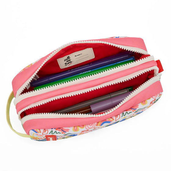Trousse Hello Hossy Happiness Flore avec imprimé coloré et double fermeture zippée