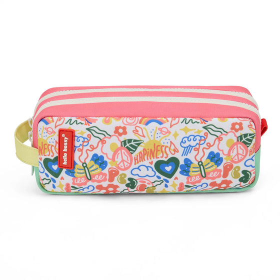 Trousse Hello Hossy Happiness Flore avec imprimé coloré et double fermeture zippée